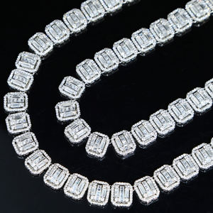 تعزيز مثلج خارج بلينغ النساء قلادة الإثارة بلينغ مستطيل تشيكوسلوفاكيا العنقودية سلسلة الجليد تنس المختنق - Product Image 6