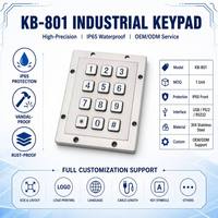 Teclado de Membrana Personalizado DSP 801 para Kiosco, Matriz 4x3, Acero Inoxidable Resistente, 12 Teclas, IP65, Plateado, Metálico