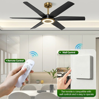 Ventilateur de plafond moderne à LED avec pales en ABS de 56 pouces, éclairage intégré, télécommande, 6 vitesses, variateur d'intensité, moteur DC silencieux, moteur à 10 ans de garantie