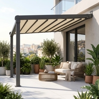 Pergola pliante en tissu imperméable avec option d'éclairage LED intégré, directement de l'usine, pour villa, patio et terrasse