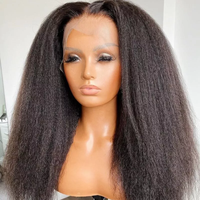 Perruques frontales sans colle en dentelle HD transparente, cheveux humains vierges indiens bruts, cuticules alignées, texture Kinky Yaki Lisse, pour femmes noires