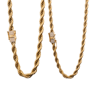 18 Karat vergoldete Premium Edelstahl Diamant verschluss Halskette Set mit schwerer Seil kette Trendy Hip Hop Schmuck für Männer Geschenk - Product Image 6