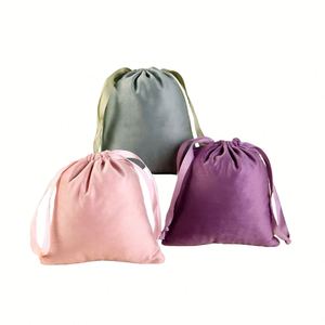 Wholesale Drawstring Velvet Jewelry Pouch Logo Recyclable Small Packing <b>Bag</b> Earrings Necklace Other Small Jewelry Items - Product Image 4