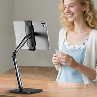 Nouvelle Arrivée Portable Pliant Téléphone Tablette Support Double Bras Conception Rotatif Support ABS Métal Aluminium pour Ipad