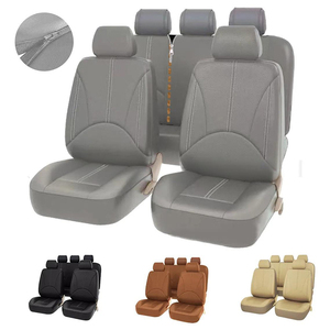 Housse de coussin de siège de voiture en cuir PU imperméable universelle haut de gamme ensemble de 9 pièces Protection intérieure de voiture facile à nettoyer pour tous les véhicules - Product Image 4