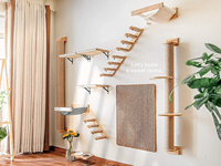 Arbre d'activités pour chats avec griffoirs, hamac mural en pin en jute
