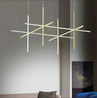 Moderne Simple Personnalisé Longue Combinaison Géométrique Petit Groupe Lustre Style Loft Chaud Pour Duplex Salon Show Room