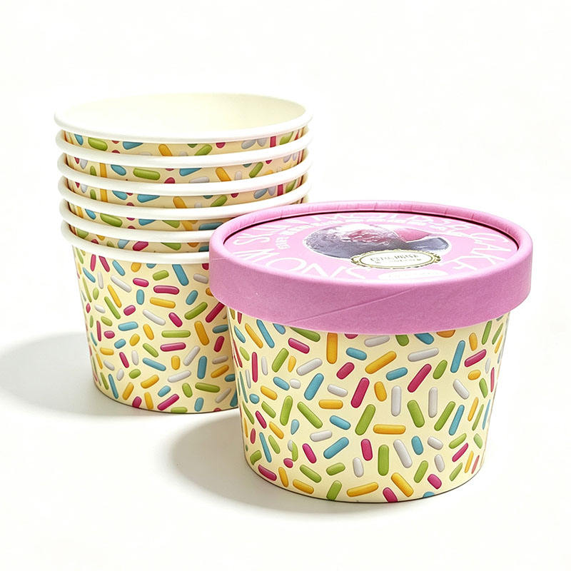 Compostable Custom Logo Disposable Ice Cream Paper Cups Food Grade Leak ...