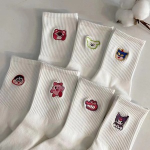 Japanese Style Cotton Casual <b>Socks</b> For Women Mid Calf Anime <b>Cartoon</b> Pattern Breathable Sports <b>Socks</b> - Product Image 3