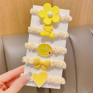 5PCS फूल प्यारा बच्चों Scrunchy बाल संबंधों रस्सी सेट स्टार बच्चों लड़कियों सामान लचीला हेयर रबर बैंड महिलाओं के लिए - Product Image 5