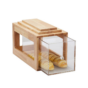 <span class=keywords><strong>Colonne</strong></span> de boulangerie étroite en bois avec tiroirs en acrylique transparent pour autre planche à découper à fond coulissant pour restaurant d'hôtel grande capacité - Product Image 4
