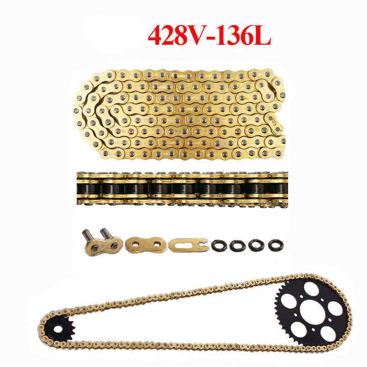DQ Motorcycle Timing Chain Golden Alloy Steel 428h 120L 136L for ...