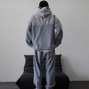 Ensemble de survêtements vintage de haute qualité pour hommes, style streetwear personnalisé, avec surpiqûres de couleur unie, réversible et 100 % coton écologique - Product Image 6