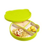 Bols en silicone personnalisés sans BPA en forme de dessin animé avec couvercle, vente en gros, assiette d'alimentation pour bébé et enfant de qualité alimentaire avec ventouse