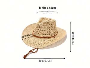 Sombrero Panamá Bestella Boho para Hombre, de Paja, con Diseño Calado, de Ala Ancha, Casual, para Viajes, Protección Solar, para Playa y Actividades al Aire Libre, para Adultos - Product Image 4