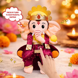 Mantra Chanting Maharaj Ganesh, Peluche Suave de 46 cm, Activado por Sonido, Dios Hindú Ganesha, Ídolo, Juguete de Meditación Espiritual, Puja Religiosa - Product Image 3