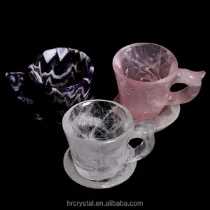 Natural Quartz Crystals Cups Carved Gemstone Healing Crystal Cups Carving for Decoration