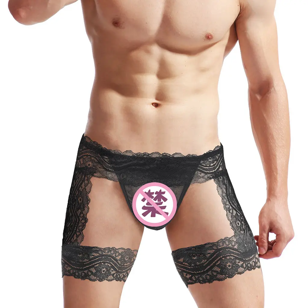 Herren Spitze Höschen Sexy Boxer Slips Beutel Unterwäsche Dessous für Männer Tanga Bikini Slips Sissy Pouch Cross dress Höschen