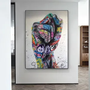Fist Inspirational Graffiti Art Painting on Canvas Posters and Prints Wall Art Picture for Living Room Office Decor