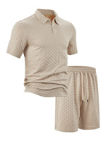 Ensemble deux pièces pour hommes, costume de loisirs d'été, manches courtes, polyester, ensembles décontractés, vêtements de plage, tenue de vacances, vente en gros