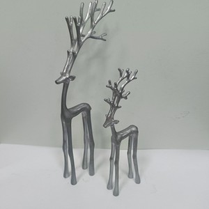 Alloy Deer Figurine Set Desktop <b>Ornament</b> Garden Decoration Cast Iron Decorative Animal Statues Home Decor Gray Blue Color - Product Image 3