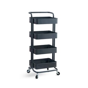 Chariot de <span class=keywords><strong>cuisine</strong></span> en métal à 4 niveaux, robuste et <span class=keywords><strong>moderne</strong></span>, avec roulettes, organisateur utilitaire, étagères de rangement mobiles - Product Image 1