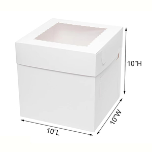 Scatole per torte alte 25 cm con finestra, <span class=keywords><strong>in</strong></span> <span class=keywords><strong>cartone</strong></span> bianco, con coperchi, per torte a più piani, matrimoni, feste di compleanno - Product Image 2