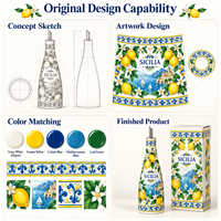 Bouteille d'huile d'olive en céramique souvenir d'Italie, Sicile, motif emblématique sicilien, distributeur d'huile en porcelaine, souvenirs en gros de Sicile