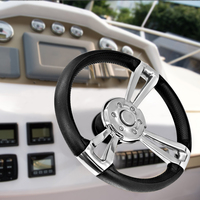 Volant de bateau en acier inoxydable neuf avec mousse PU noire, volant marin de 13,5 pouces