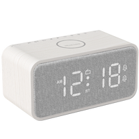 Jam Alarm kayu, Speaker Radio nirkabel stasiun pengisian daya jam meja Digital untuk kamar tidur meja samping tempat tidur