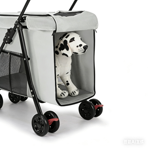 รถเข็นสัตว์เลี้ยงแบบพับได้สำหรับสุนัขขนาดใหญ่และการเดินทางของสัตว์เลี้ยงหลายตัว |   ดีไซน์ทนทาน น้ำหนักเบา ระบายอากาศได้ดี - Product Image 2