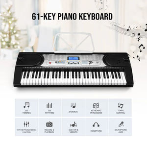 HUASHENG-<span class=keywords><strong>Teclado</strong></span> electrónico de 61 teclas con 24 canciones de demostración, soporte de música melódico con pantalla LED - Product Image 3