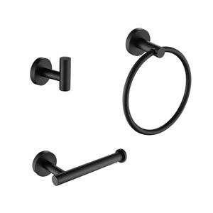 Juego de Accesorios de Baño de Acero Inoxidable con Acabado Níquel Cepillado y Negro Mate, Juego de Toalleros de Pared para Hoteles - Product Image 1