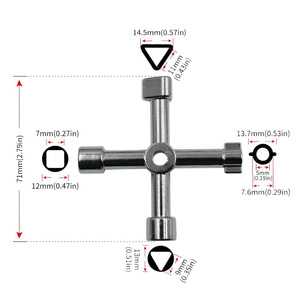 Clé croisée pour compteur d'eau, outil en alliage de zinc électro-polissé pour armoire électrique et ascenseur - Product Image 5