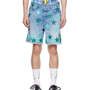 Pantalones Cortos de Mezclilla para Hombre, Cinco Bolsillos, con Logotipo de Estrella Bordado, Estilo Desgastado, Sin Elástico, Personalizados, Gran Venta - Product Image 1