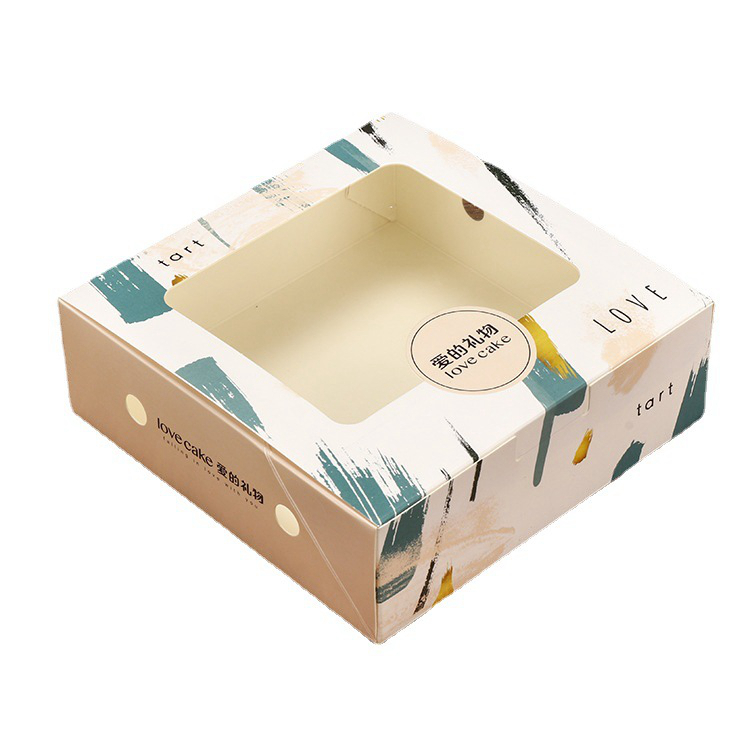 Custom Egg Tart Packaging with Window Disposable Takeaway Food Box for Donuts Offset Printing and Matt Lamination