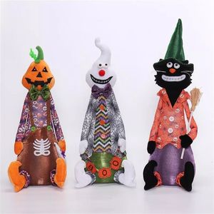 Spooky Cute 3pcs Halloween <b>Plush</b> Decor Glowing Pumpkin Ghost <b>Cat</b> Dolls with Color Flashing Lights Gift - Product Image 5