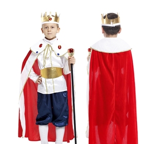 Nuovo Costume da Re per Bambini Personalizzato per Halloween, Set Completo con Stivali in Poliestere Bianco - Product Image 1