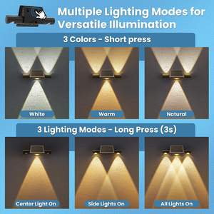 Lámpara <span class=keywords><strong>de</strong></span> Pared <span class=keywords><strong>Solar</strong></span> Giratoria <span class=keywords><strong>de</strong></span> Ángulo Ajustable <span class=keywords><strong>para</strong></span> Valla, <span class=keywords><strong>Luz</strong></span> LED <span class=keywords><strong>Solar</strong></span> Ascendente y Descendente <span class=keywords><strong>para</strong></span> Exteriores, Jardín y Patio - Product Image 4