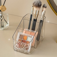 Organisateur de bureau de luxe léger en PET transparent à motif ondulé effet glace, idéal pour le rangement des cosmétiques sur coiffeuse