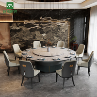 Table à manger électrique contemporaine pour salle de banquet VIP d'hôtel, design contemporain, plateau en pierre/marbre, structure en bois, durable et écologique