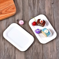50/100 pièces Assiettes en papier rectangulaires blanches jetables pour gâteaux et dîner