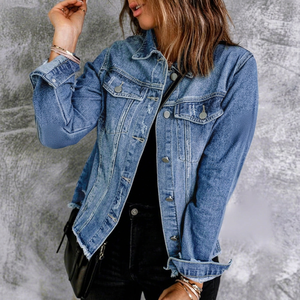 Fashion Women's <b>Denim</b> <b>Coat</b> Loose Front Waterproof Breathable Casual Streetwear Button Closure Vintage Premium Comfortable - Product Image 1