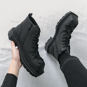รองเท้าบูทข้อเท้าหนังทรงเหลี่ยมแบบผูกเชือกแฟชั่นใหม่ 9162 สำหรับผู้ชาย พื้นรองเท้า EVA รองเท้าเดินป่าสำหรับผู้ชายทุกฤดู - Product Image 4