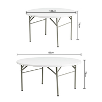 HOMFUL Weißer HDPE Runder Klapptisch 120/150cm 4/5ft Kunststoff-Bankettisch Tragbar Großhandel für Hochzeit Essen im Freien