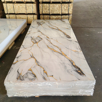 Panneau mural en PVC imperméable effet marbre brillant UV, moderne, 1220*2440mm, 3mm, pour décoration intérieure de salon d'hôtel, OEM