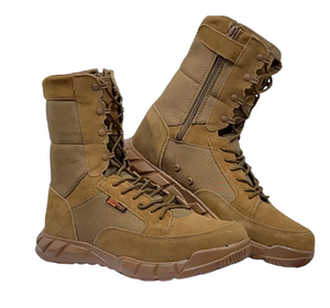 Botas de Combate Definite TSB01 de Cuero Vacuno, Superligeras, con Cremallera Lateral, Color Coyote Marrón y Negro - Product Image 1