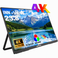 Moniteur portable 23,8 pouces, panneau IPS, 100% SRGB, écran mat, 60Hz, 4K, support réglable à 180° pour console de jeu, ordinateur portable, Macbook