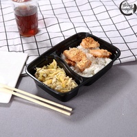 Boîte jetable compatible micro-ondes, style américain, à double compartiment, carrée, pour aliments
