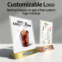 Support de menu de table en acrylique transparent, présentoir de prospectus avec base en acier inoxydable, support de signalisation double face